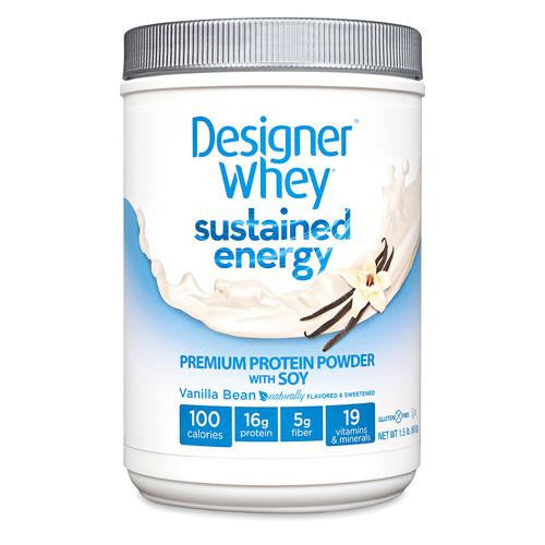 Designer Whey Protein Powder - Sustained Energy - Vanilla Bean - 1.5 Lb