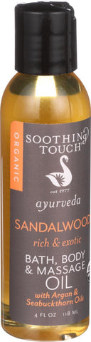 Soothing Touch Bath Body And Massage Oil - Ayurveda - Sandalwood - Rich And Exotic - 4 Oz