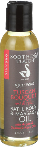 Soothing Touch Bath Body And Massage Oil - Ayurveda - Tuscan Bouqet - Rest And Relax - 4 Oz