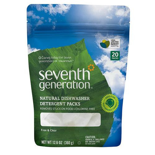 Seventh Generation Auto Dish Packs - Free And Clear - 20 Count