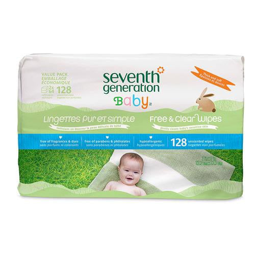 Seventh Generation Baby Wipes - Free And Clear - Refill - 128 Count