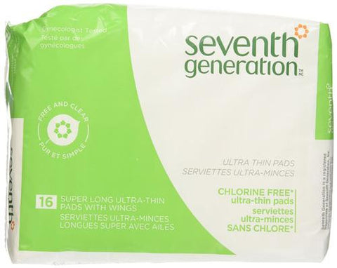 Seventh Generation Pads - Super Long - Ultra Thin - Wings - 16 Count