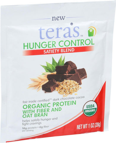 Tera's Whey Hunger Control - Satiety Blend - Fair Trade Certified Dark Chocolate - 12 Oz