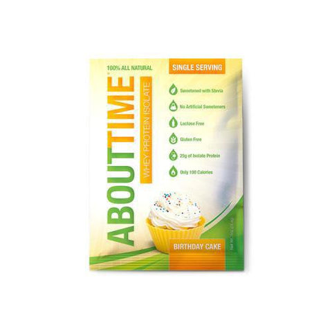 About Time Whey Protein Isolate - Birthday Cake Single Serving - 1 Oz - Case Of 12