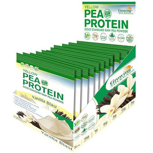 Growing Naturals Pea Protein Powder - Vanilla Blast Single Serve Packet - .9 Oz - Case Of 12