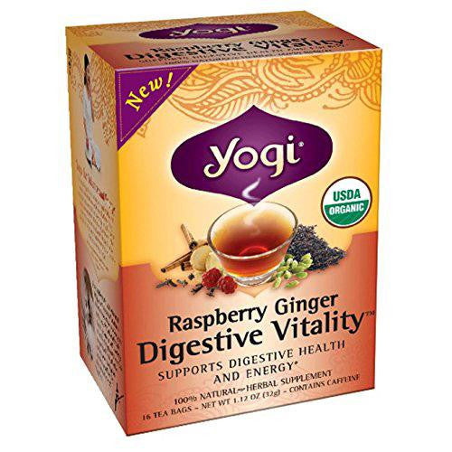 Yogi Tea - Organic - Raspberry Ginger Digestive Vitality - 16 Bags - 1 Case