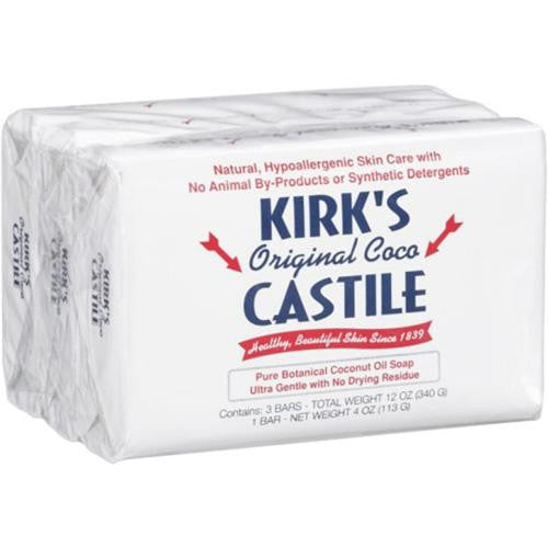 Kirk's Natural Soap Bar - Coco Castile - Fragrance Free - 3 Count - 4 Oz