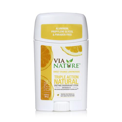 Via Nature Deodorant - Stick - Sweet Orange Lemongrass - 2.25 Oz