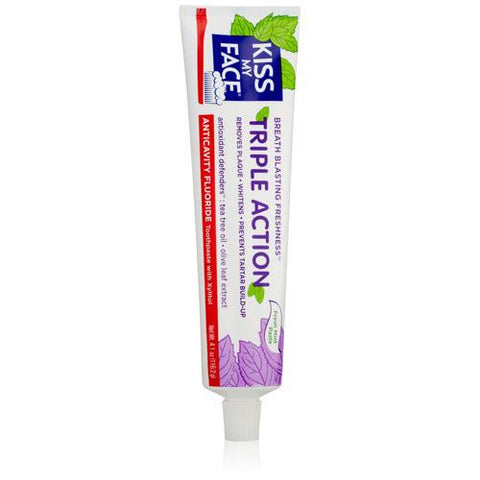 Kiss My Face Toothpaste - Triple Action - Anticvty Fluorid - Paste - 4.5 Oz