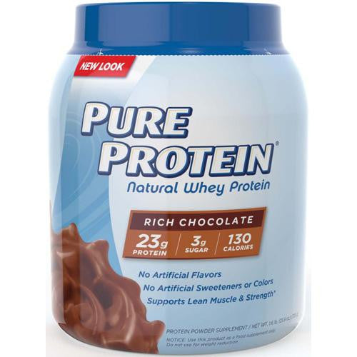 Pure Protein Whey Protein - 100 Percent Natural - Rich Chocolate - 1.6 Lb