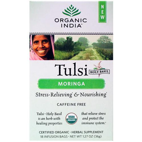 Organic India Tulsi Tea - Organic - Moringa - 18 Tea Bags - 1 Case