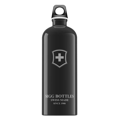 Sigg Water Bottle - Swiss Emblem Black - 1 Liter - Case Of 6