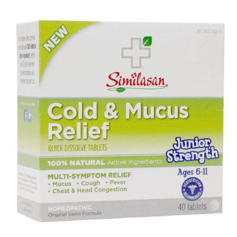 Similasan Cold And Mucus Relief - Junior Strength - Ages 6 To 11 - 40 Tabs