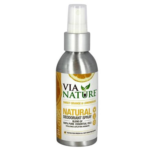 Via Nature Deodorant - Spray - Sweet Orange And Lemongrass - 4 Fl Oz