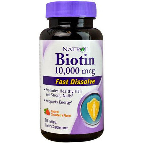 Natrol Biotin - Fast Dissolve - Strawberry - 10,000 Mcg - 60 Tablets