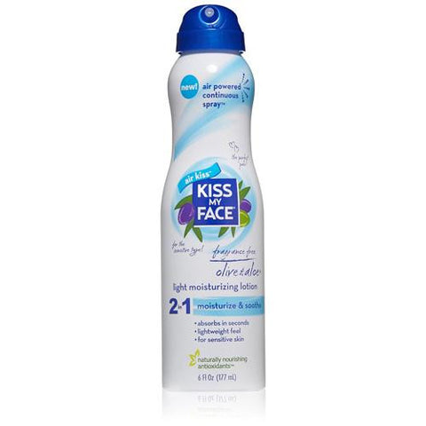 Kiss My Face Lotion - 2 In 1 - Continuous Spray - Olive Oil Aloe - 6 Fl Oz