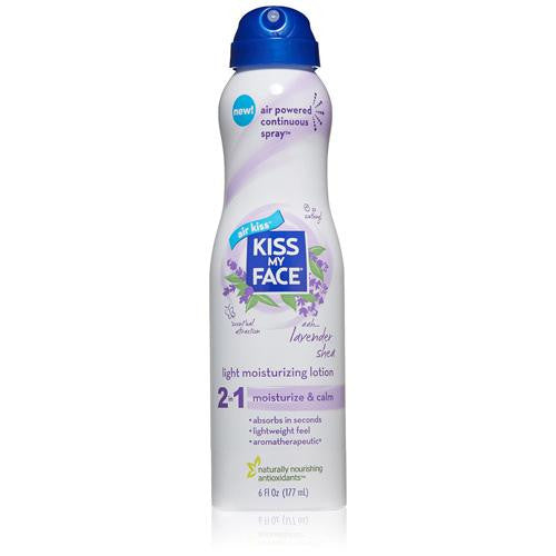 Kiss My Face Lotion - 2 In 1 - Continuous Spray - Lavender Shea - 6 Fl Oz