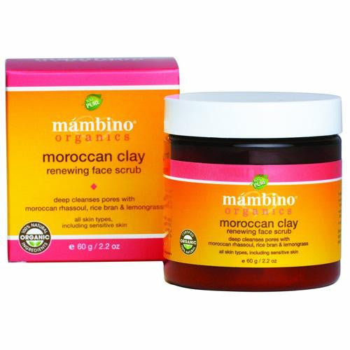 Mambino Organics Face Scrub - Moroccan Clay - Renewing - 2.2 Oz