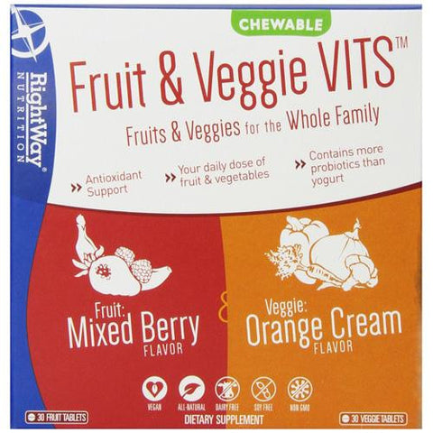 Rightway Nutrition Fruit And Veggie Vits - Brry And Orange - 2 Ct - 30 Tabs