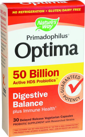 Nature's Way Primadophilus Optima - Digestive Balance - 50 Billion - 30 Vegetarian Capsules