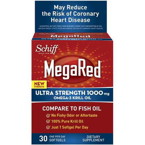 Schiff Vitamins Omega 3 Krill Oil - Megared - Ultra Str - 1000 Mg - 30 Softgels