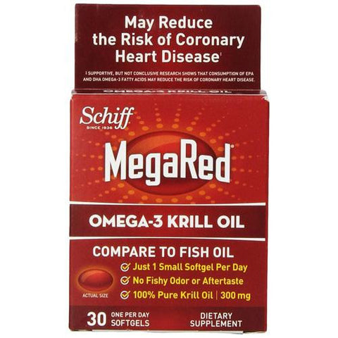 Schiff Vitamins Omega 3 Krill Oil - Megared - 300 Mg- 30 Softgels