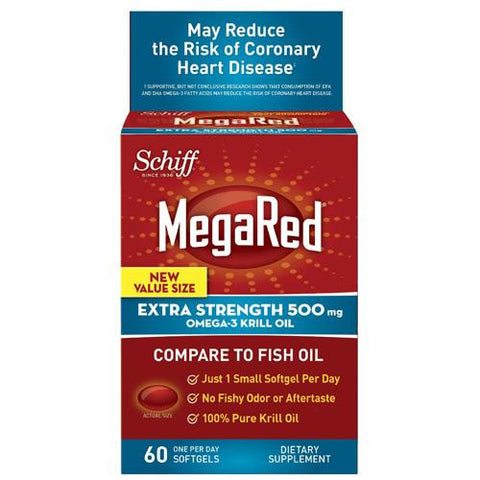 Schiff Vitamins Omega 3 Krill Oil - Megared - Extra Str - 500 Mg - 60 Softgels