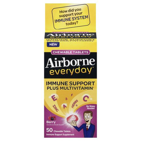 Airborne Everyday Chewable Multivitamin Tablets - Berry - 50 Count