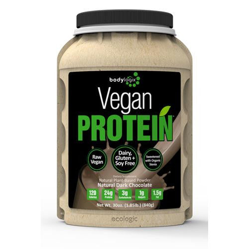 Bodylogix Protein Powder - Vegan Plant Based - Dark Chocolate - 1.85 Lb