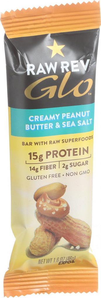 Raw Revolution Glo Bar - Creamy Peanut Butter And Sea Salt - 1.6 Oz - Case Of 12