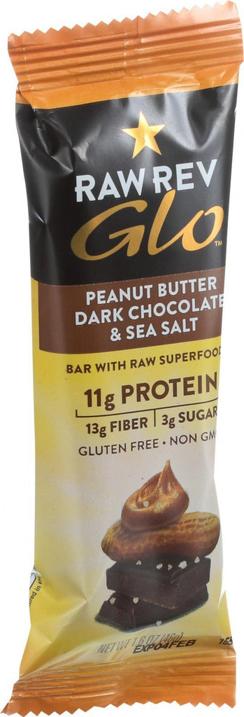 Raw Revolution Glo Bar - Peanut Butter Dark Chocolate And Sea Salt - 1.6 Oz - Case Of 12