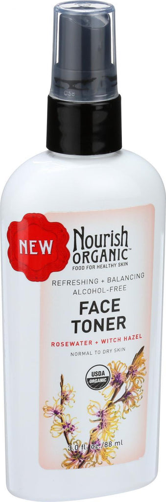 Nourish Organic Face Toner - Refreshing And Balancing - Rosewater And Witch Hazel - 3 Oz